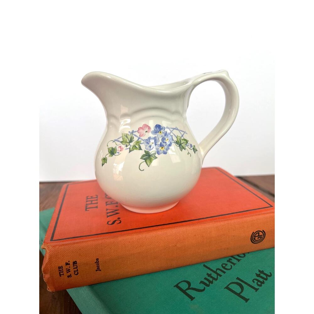 Pfaltzgraff Annabelle Creamer – White Floral Pitcher, Spring Decor, Gift for Mom
